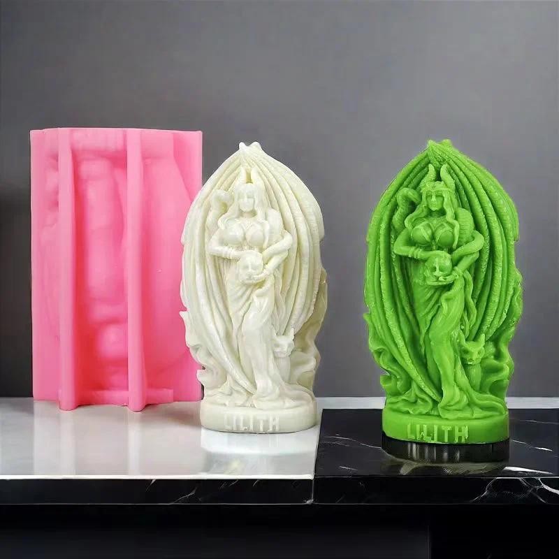 

Greek Goddess Candle Silicone Mold Mythology Skull Goddess Epoxy Resin Silicone Mold Women Goddess Concrete Cement Gypsum Mold