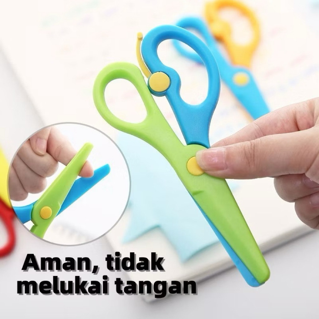 

Gunting Kertas Anak Warna Karakter Polos Ujung Bulat Tumpul Gunting Plastik Anak Safety Plastic Rounded SH