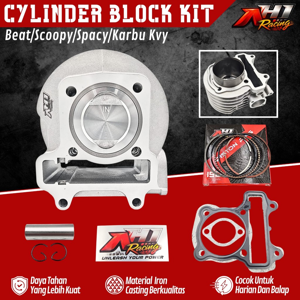 Boring Block Blok Seher Bore Up Beat Scoopy Spacy Karbu 53 Mm Super Iron Casting AH1 Racing