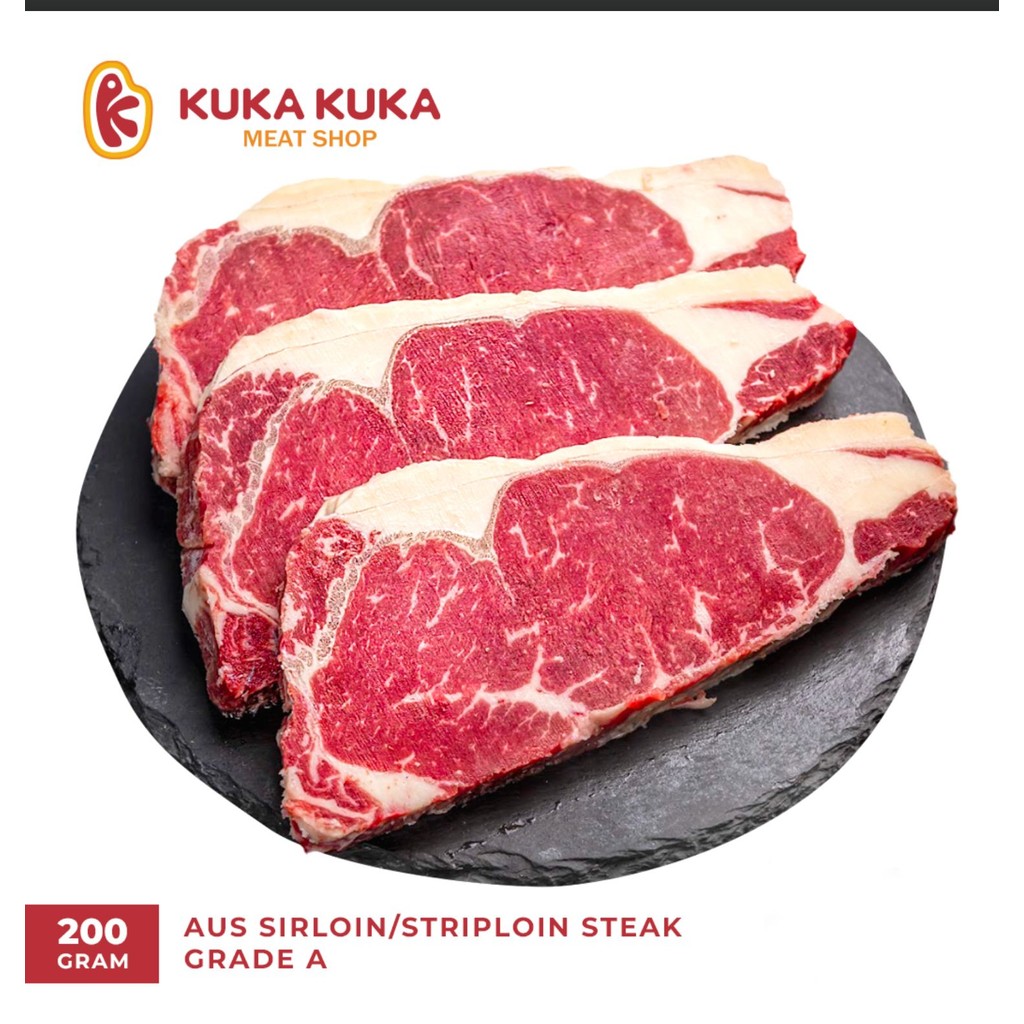 

Daging Beef Steak AUST Striploin / Sirloin Grade A 200gr / 1KG