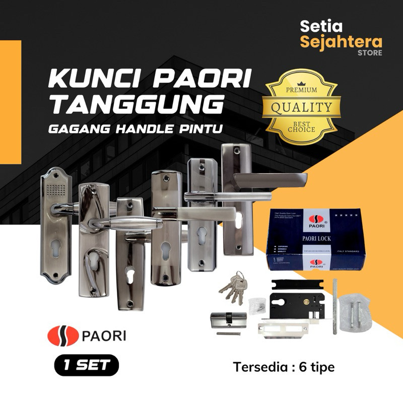 PAORI Kunci Pintu Rumah TANGGUNG Minimalis Gagang + Body Handle Slot Kunci Pintu - 1 set