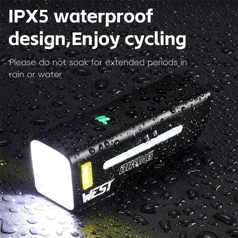 WEST BIKING 1000LM Bicycle Headlights High Brightness 5000mAh Bike Front Light High/Low Beam Anti Gl