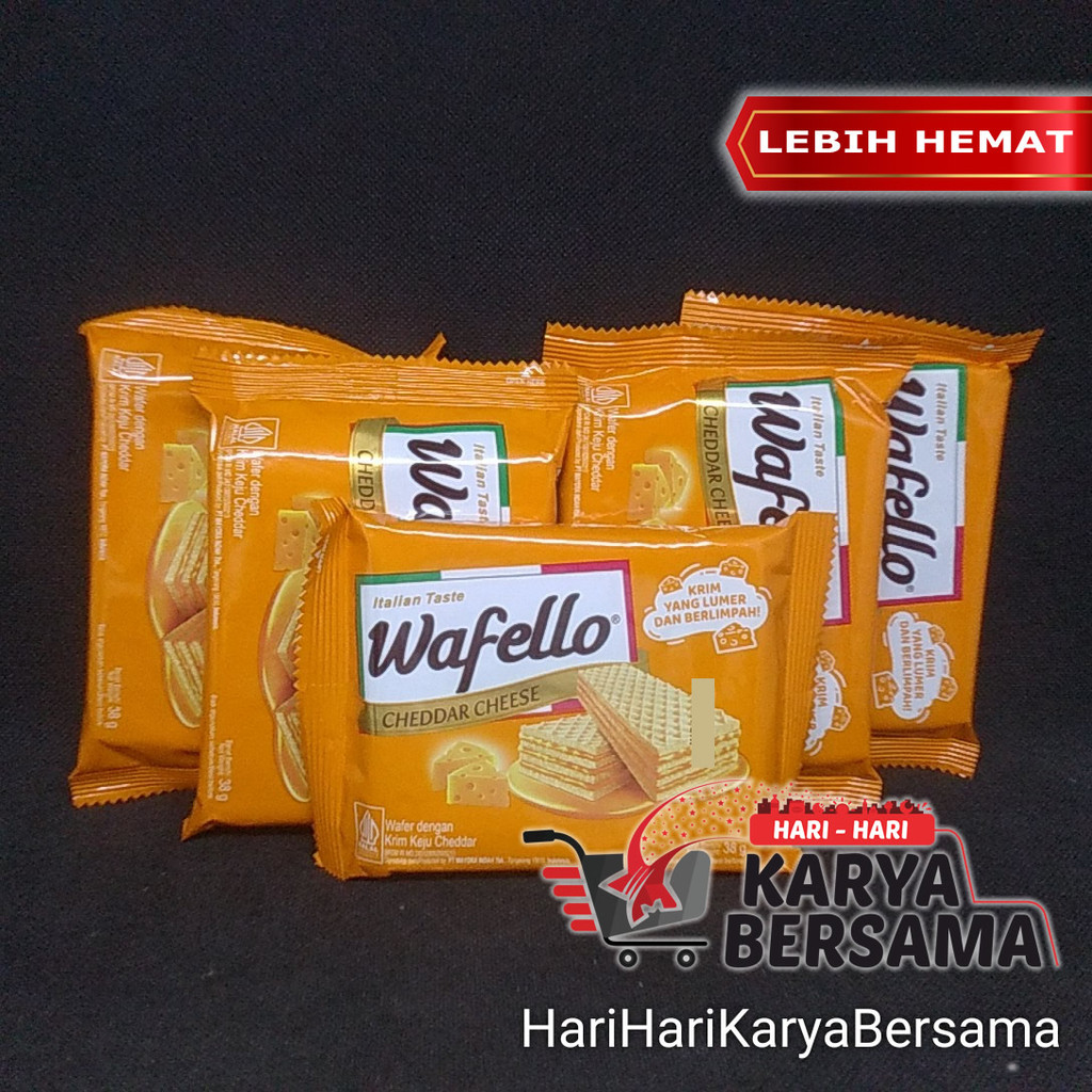 

MAKANAN RINGAN SNACK WAFELLO WAFER CHEDDAR CHEESE PACK 5'S X 38GR