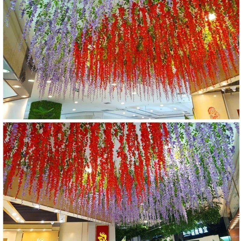Juntai Wisteria Jumbo Gantung Daun Rambat Plastik- Bunga Lavender Artificial Wisteria Tanaman Import
