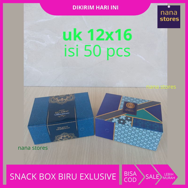 

50 Pcs Dus Snack/Kue Serie Biru Ukuran 12x16