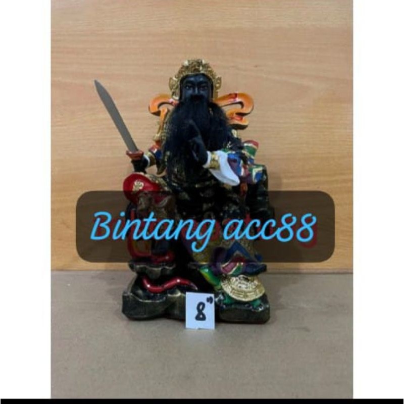 patung dewa hian tian shang ti siong te kong - hitam - 8inch - fiber 2