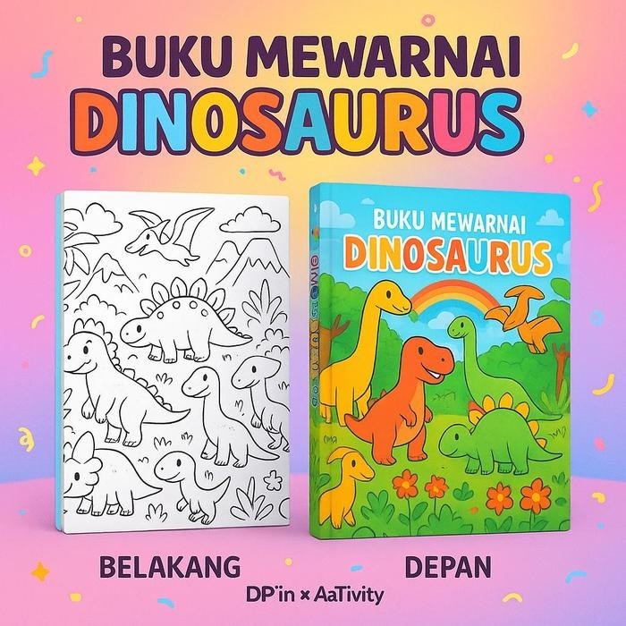 

DpinxAaTivityBuku Gambar Mewarnai [ DINOSAURUS ] Anak Karakter Lucu – Edukasi & Hiburan Kreatif | Buku Aktivitas Belajar Menggambar untuk PAUD TK SD - A4