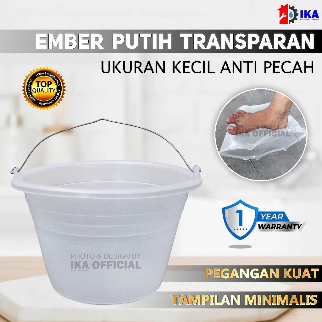 Ember Plastik WARNA KECIL Transparan Putih Bening Ember Cor Anti Pecah | Ember Bangunan BESAR- HARGA