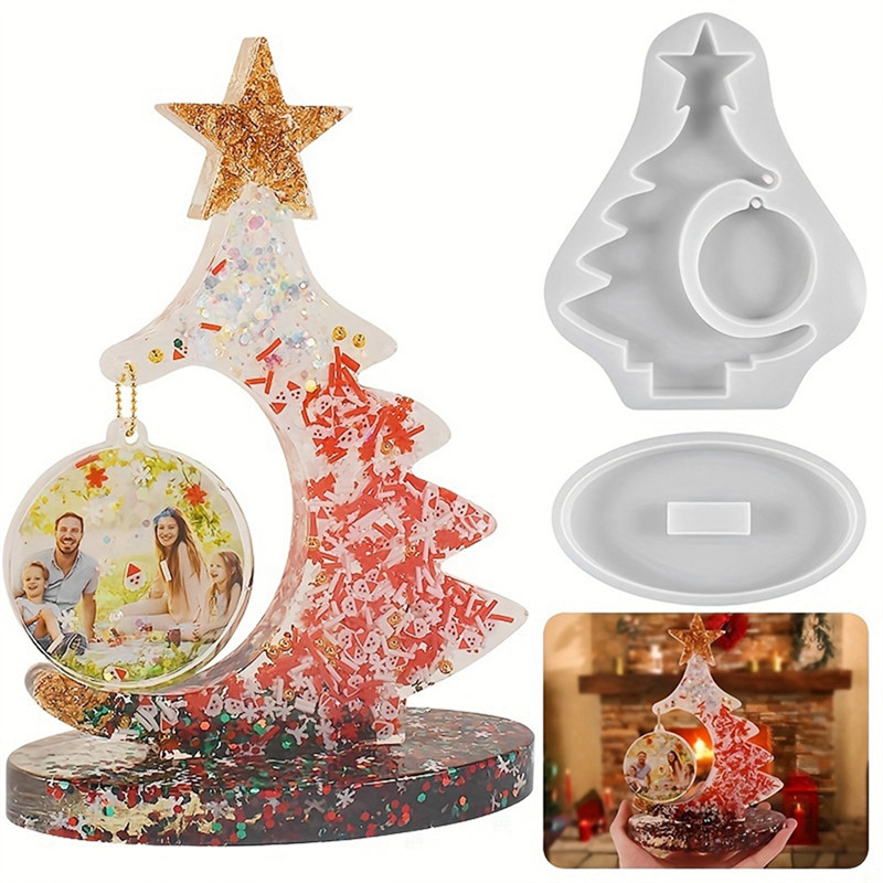 

【Flash-Deal!】DIY Christmas Tree Photo Frame Silicone Mold Crystal Epoxy Resin Craft Casting Mold