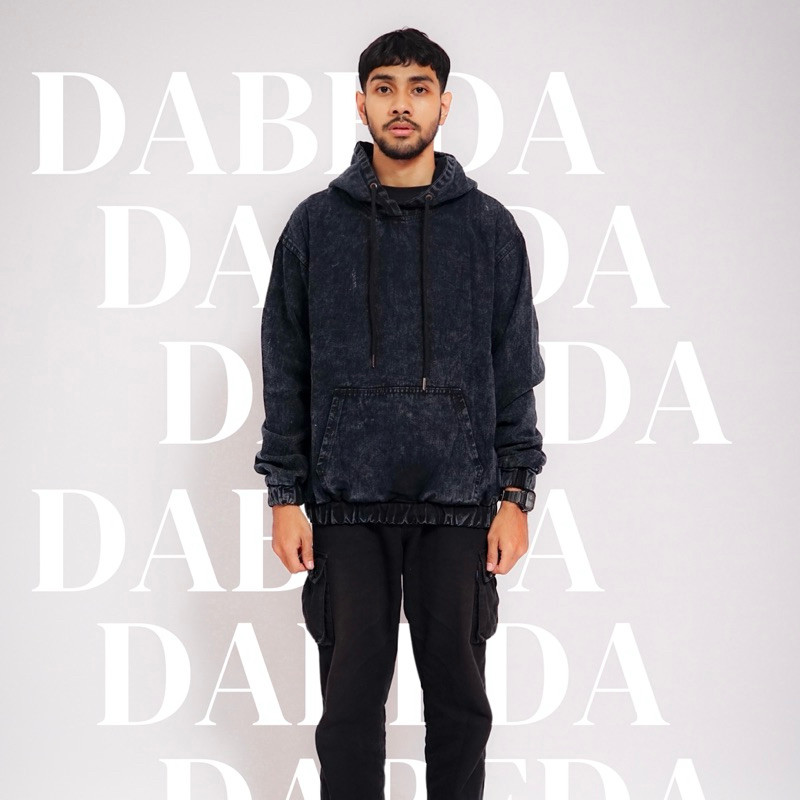 HOODIE SANDWASH WASHING POLOS UNISEX BASIC DENIM