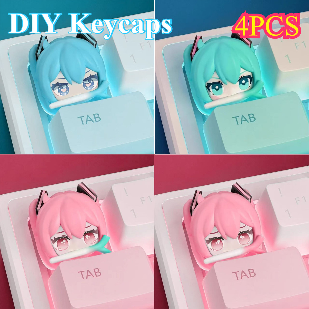 Cute Hatsune Miku DIY Keycaps Anime Personality Cross Axis PBT Mechanical Keyboard Keycap Decoration