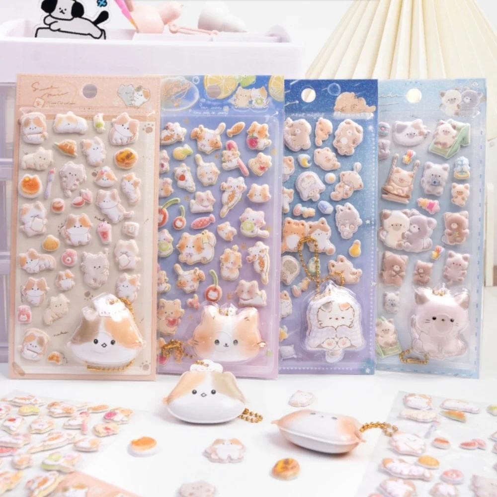 

2 pcs/lot Kawaii Cats Hanging Type Cartoon 3D Puffy Stickers Scrapbooking Diy Journal Stationery Sticker Cute Deco Art Gift