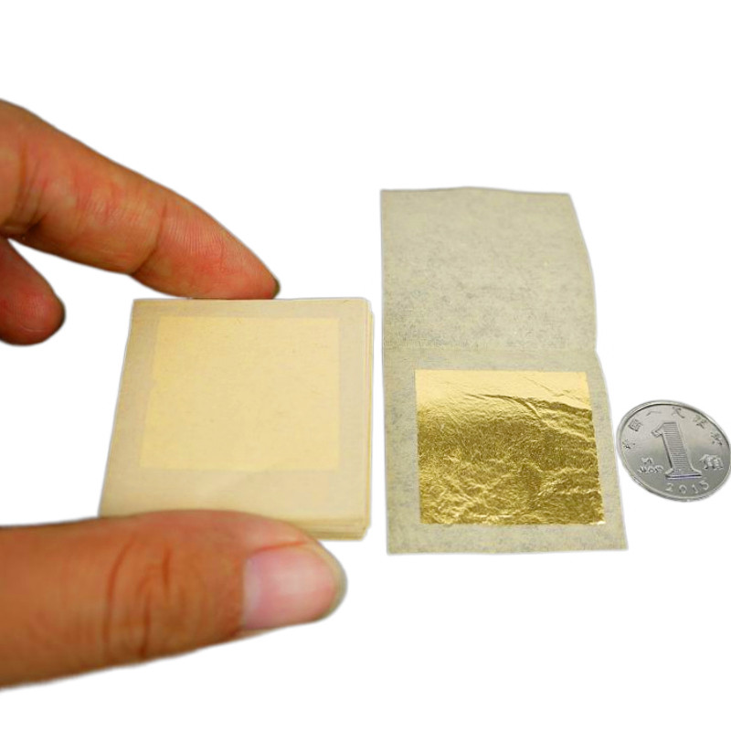 

100 sheets 2.75 X 2.75cm 99.99% pure genuine gold leaf foil sheet For face Beauty and Food Decoration