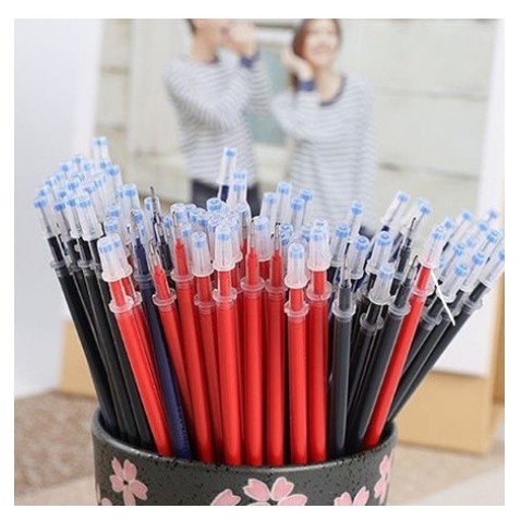 

(100 PCS) Alat Tulis Sekolah Refill Tinta Pulpen Cair Hitam Biru Dan Merah Ink 0.5mm