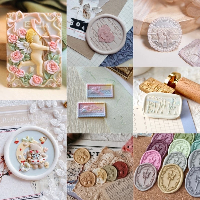 

Children'S Diy Stamp Fire Seal Lovely Strawberry Conch God Of Love Relief Pillow Cube Sugar Engraved Seal Brass Head Envelope