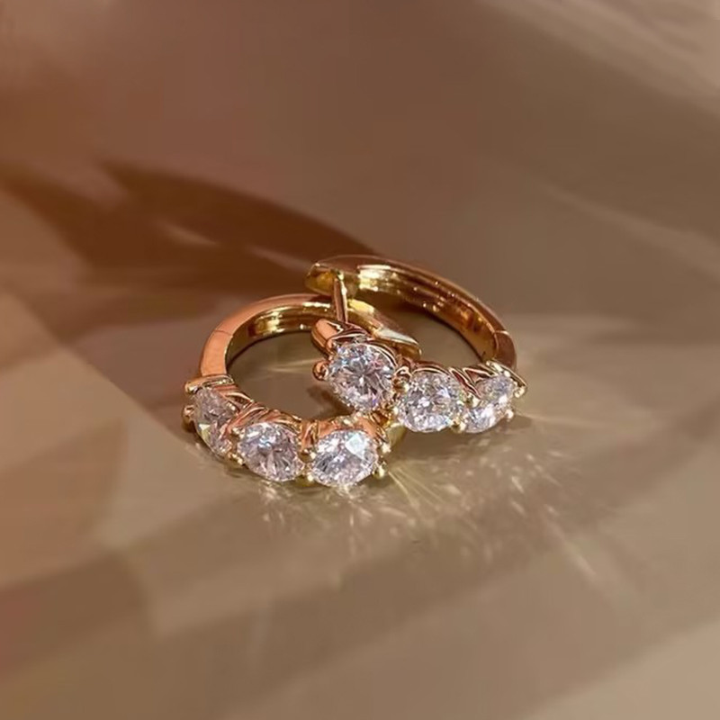 IOGOU Classic Earrings 925 Silver 4mm 3.5mm 2.5mm 3mm Moissanite Diamond Hoop Earrings for Women Wed