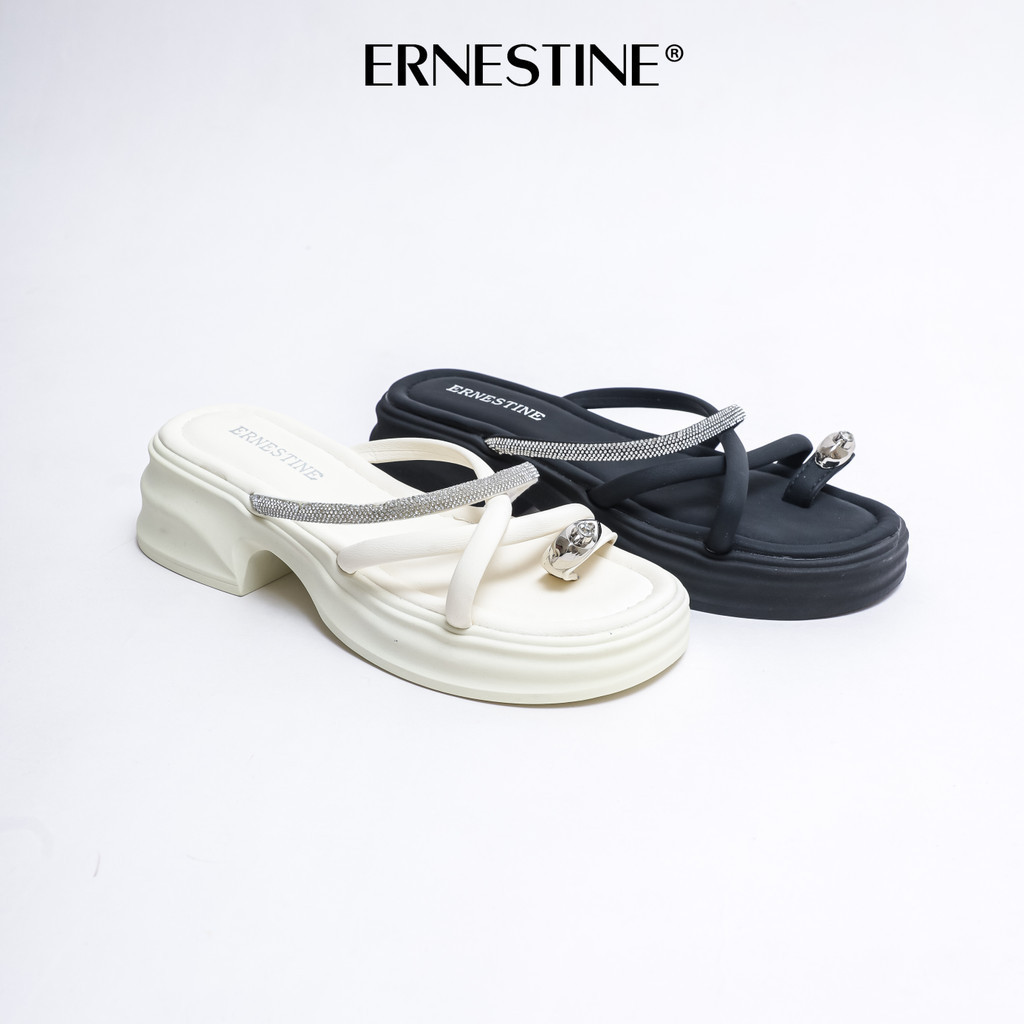 [BUY 1 GET 1 FREE] Ernestine Sandal slip on Karet Empuk &Super Nyaman tinggi 3Cm, Type BB528-6