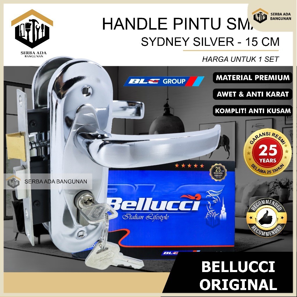 SAB Kunci Pintu small kecil asli Bellucci Sydney Silver Handle 15 cm Bellucci Handle Stainless /Kunc