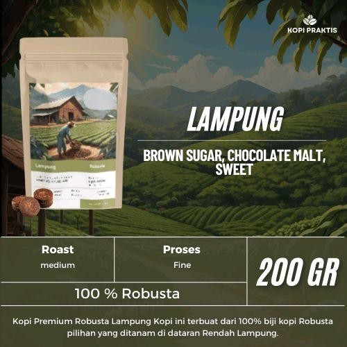 

ROASTED BEANS ROBUSTA LAMPUNG 200 GR | BIJI KOPI SANGRAI | Coffee - GILING HALUS