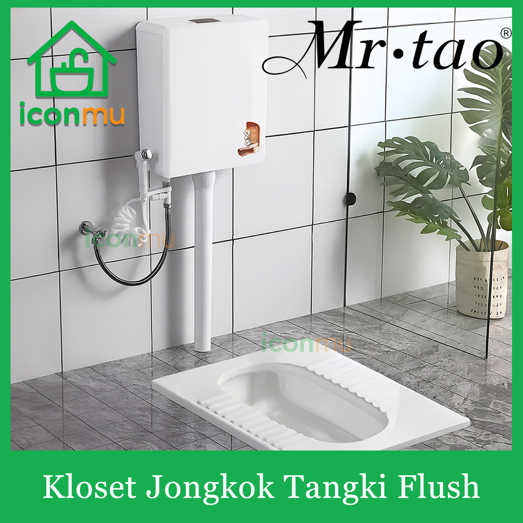Mr Tao Kloset Jongkok Modern Tangki Flush Closet Keramik Nyaman Dengan Semprotan Jet Paket Lengkap