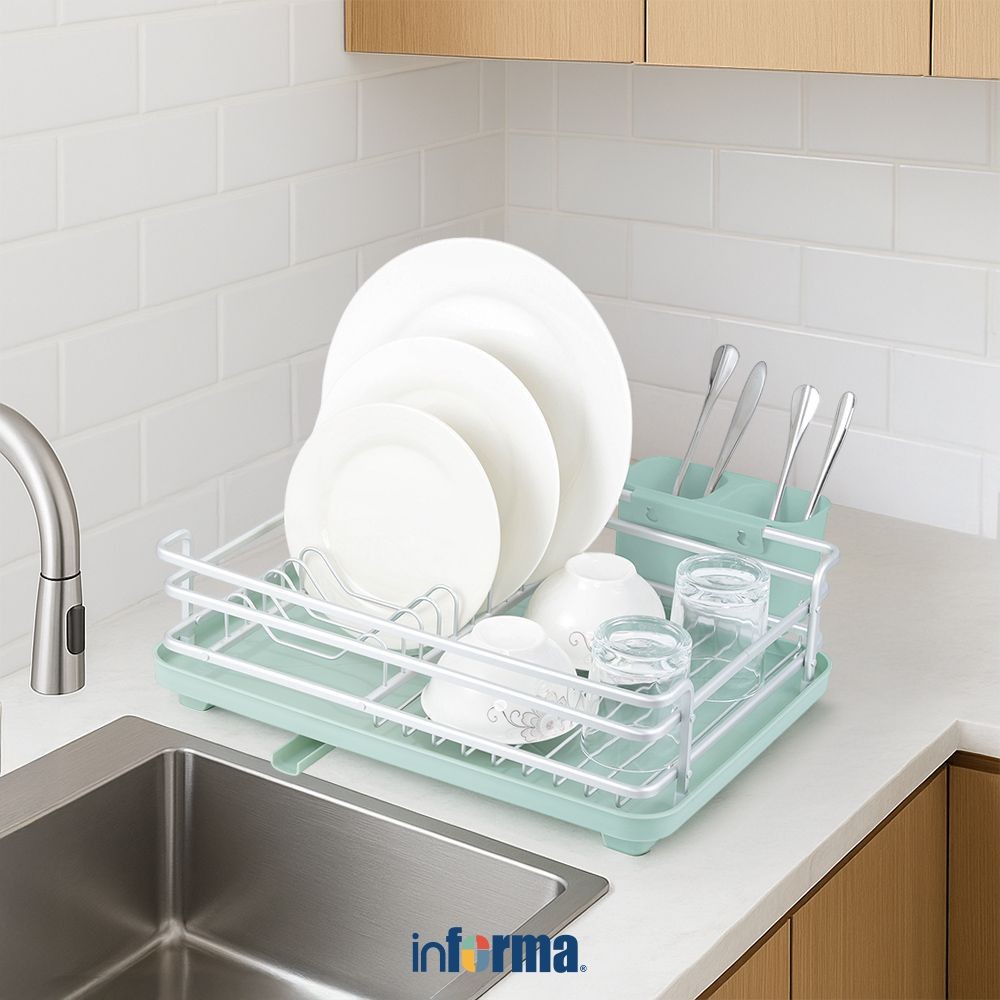 Informa Viggo Rak Piring - Hijau Dish Rack Tempat Peralatan Makan Perlengkapan Dapur Rak Pengering A