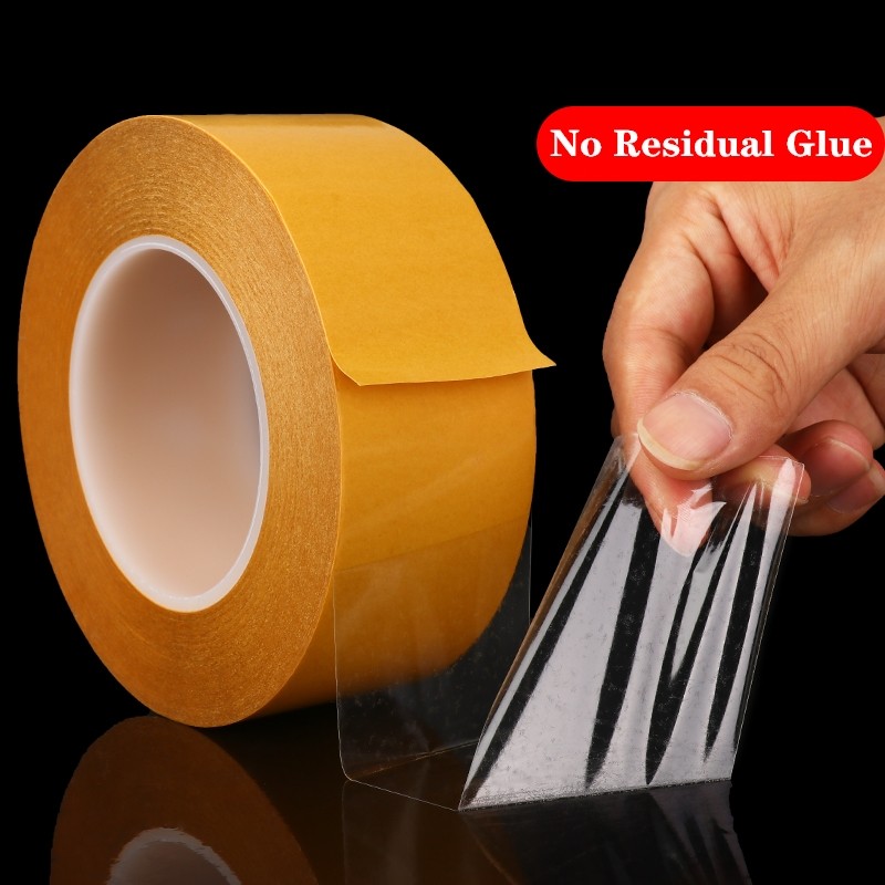 

1PCS 50M/Roll PET Double Sided Super Sticky Adhesive Tape Heat Resistant 0.05mm Thick Transparent PET Strong Double-sided Tape