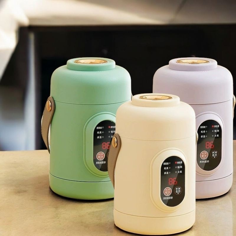 Termos Hotpot Ceramic Alat Masak Elektrik Serbaguna Mini Rice Cooker Kukus Steamer Portabel Listrik 