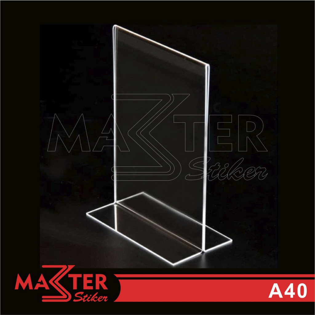 

A40 - Acrylic T, Akrilik Bening untuk Tempat Brosur, Menu, QRIS (Tent Holder), Display 2 Sisi