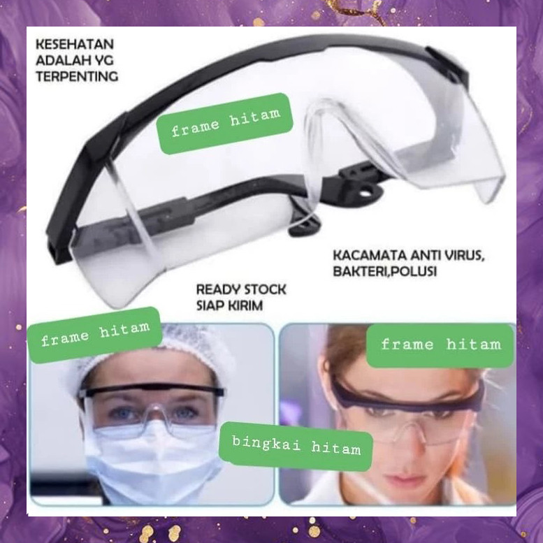 (SBA) Kacamata SAFETY Kaca Mata Anti Debu Kerja Proyek Segi Melindungi Pinggiran Bening Kotak Las Ge