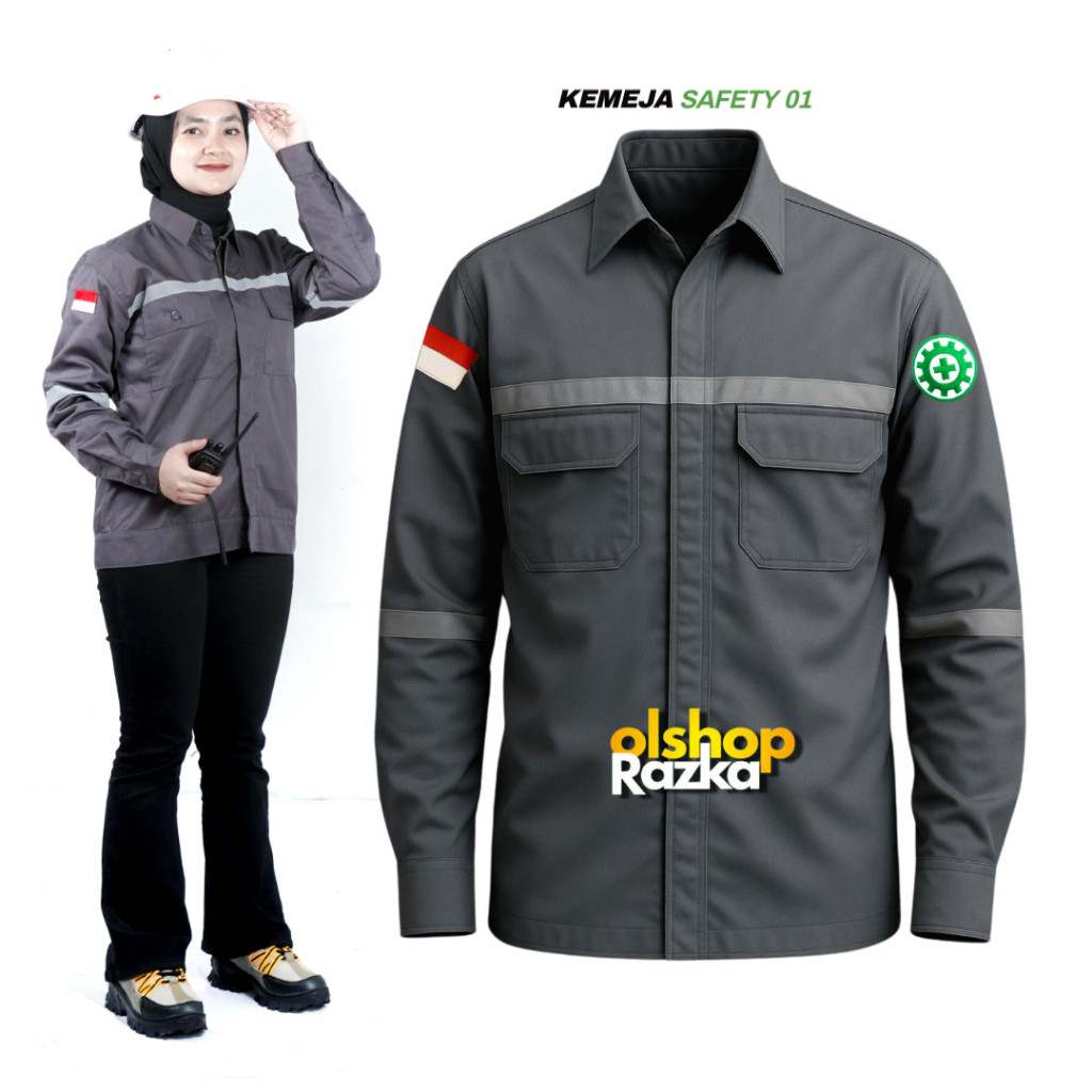 HERBERTSHOP kemeja safety | Kemeja Kerja | kemeja lapangan | baju safety lengan panjang pria wanita