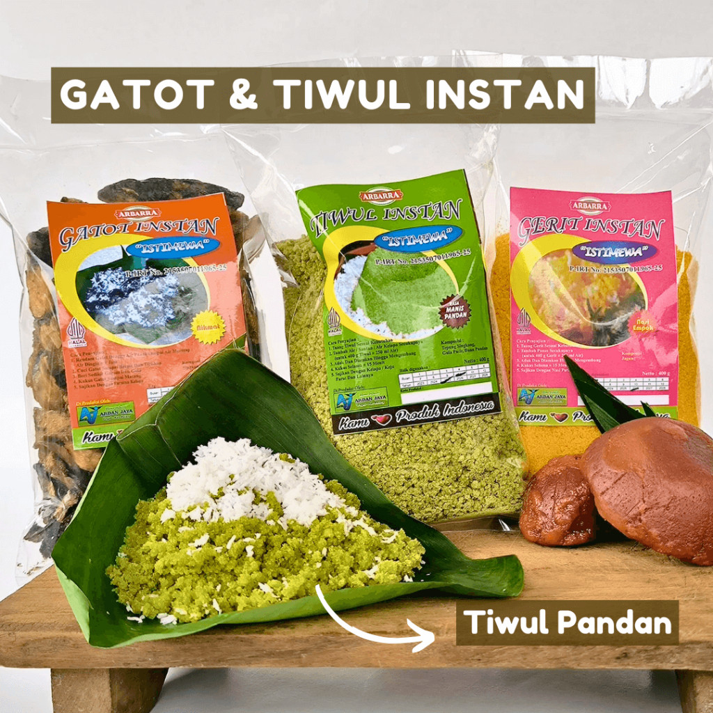 

Gatot & Tiwul Singkong Tawar / Manis, Sego Thiwul khas Malang, Berizin P-IRT