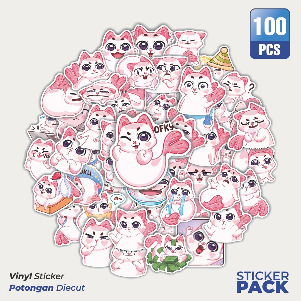 

Super Hemat! 100 PCS Stiker Kucing Lucu MEOWNYAM Waterproof Aesthetic- Untuk Laptop, Motor, dan Helm - Paper Stationery Pack