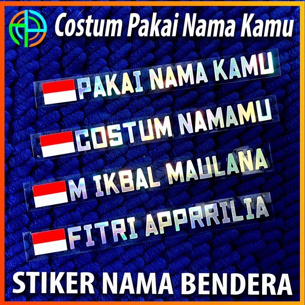 

isi 03 Sticker Custom Nama Bendera | Pakai Nama Kamu | Hologram Cutting Stiker Bendera Custom Setiker Logo Bendera Indonesia