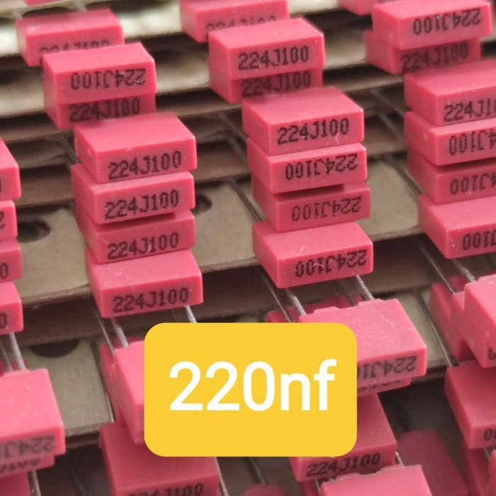 capacitor MKT 220nf 100v / kapasitor 224 100volt / cap film 224j 100 V - Kuning