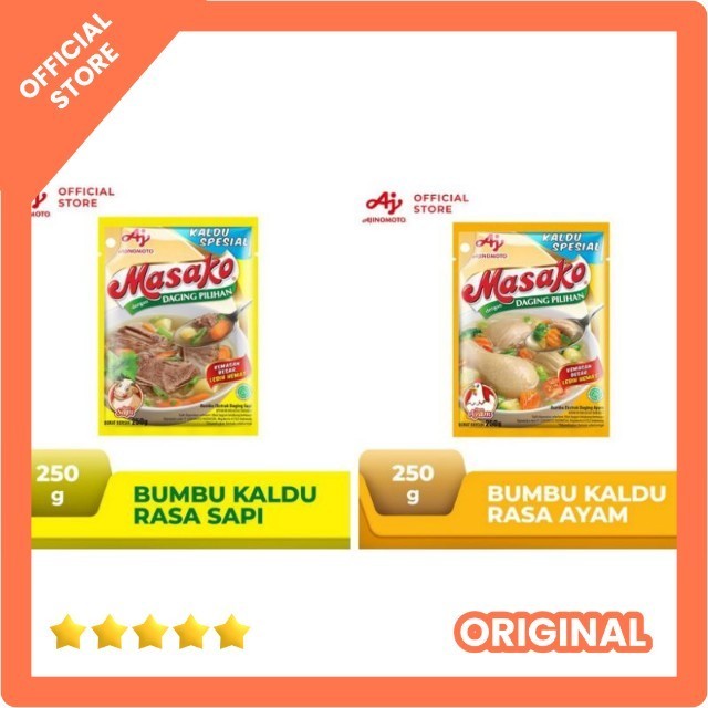 

Masako Kaldu Bubuk Penyedap Masakan Rasa Sapi - ayam 250gr/100gr