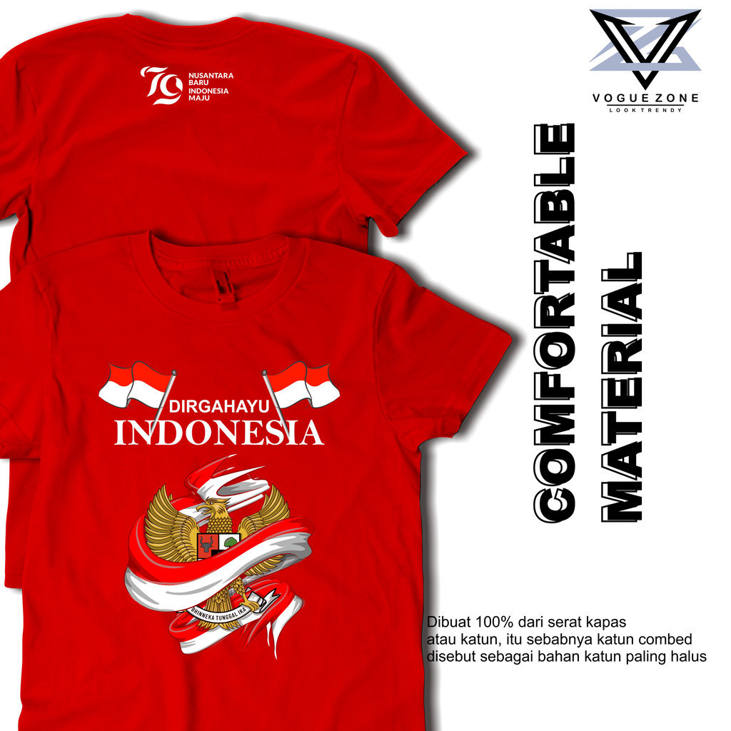Vogue Zone kaos 17 agustus 2024 kaos kemerdekaan indonesia kaos garuda indonesia HUT RI 79 T shirt U