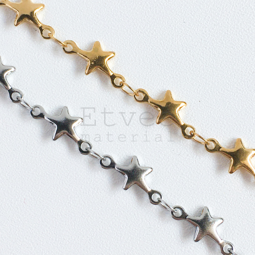 (METERAN) Rantai bintang solid star chain stainless steel titanium anti karat