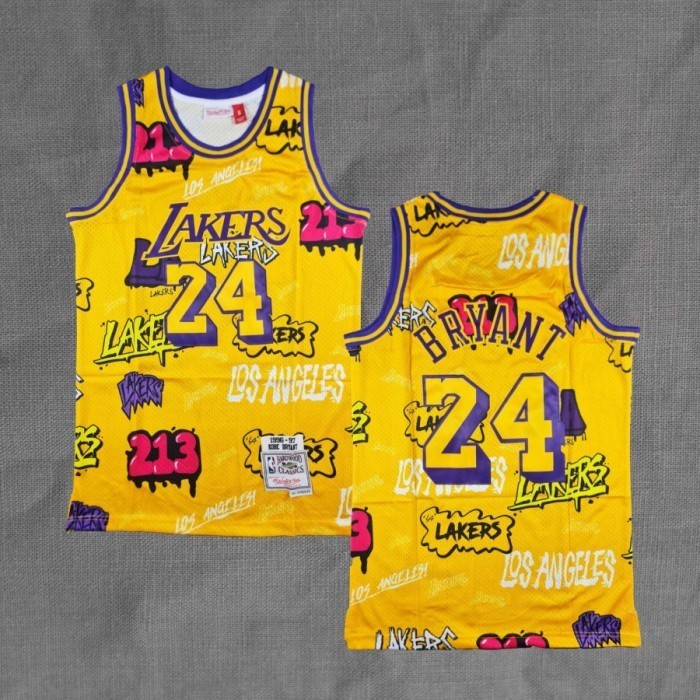 BORDIR Baju Jersey Basket Classic Kobe Bryant LA Lakers Slap Sticker #24 - SLAP STICKER LA LAKERS KO