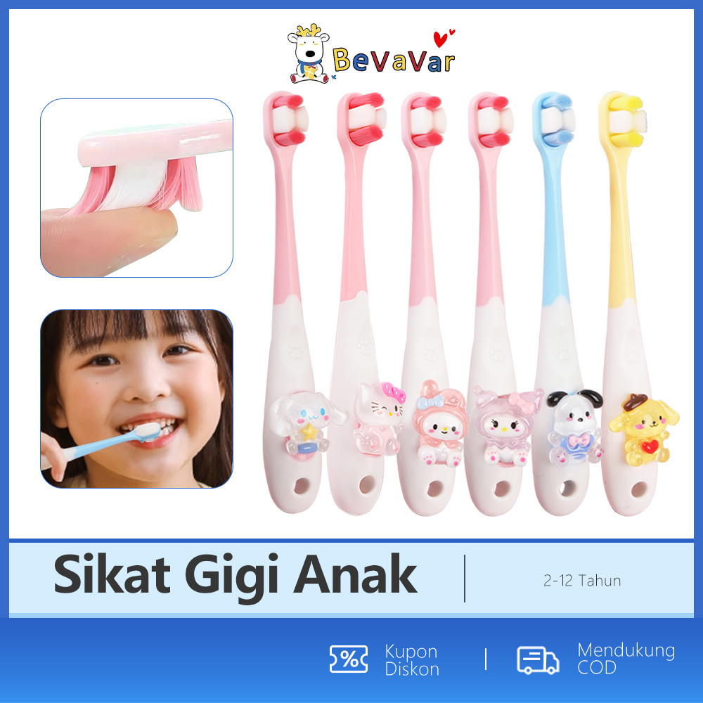 BEVAVAR 2-12 Tahun Sikat Gigi Anak Kartun / Sikat Gigi Bayi Lembut