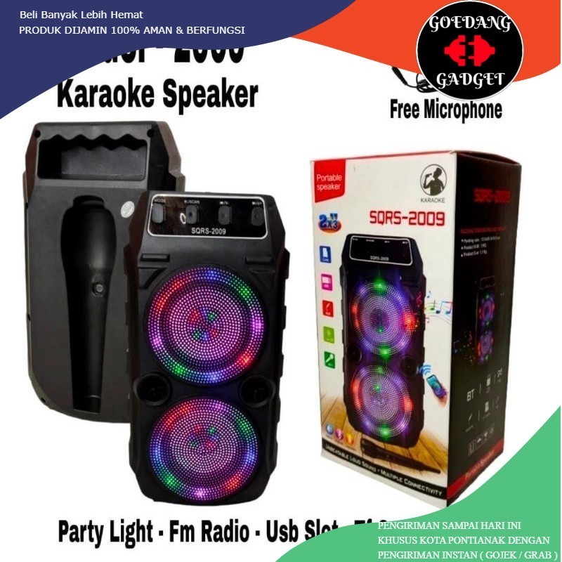 SQ2009 SPEAKER BLUETOOTH LAMPU DISKO AJEB AJEB SQRS 2009 SQ-2009 SPEAKER BLUETOOTH KARAOKE FREE MIC