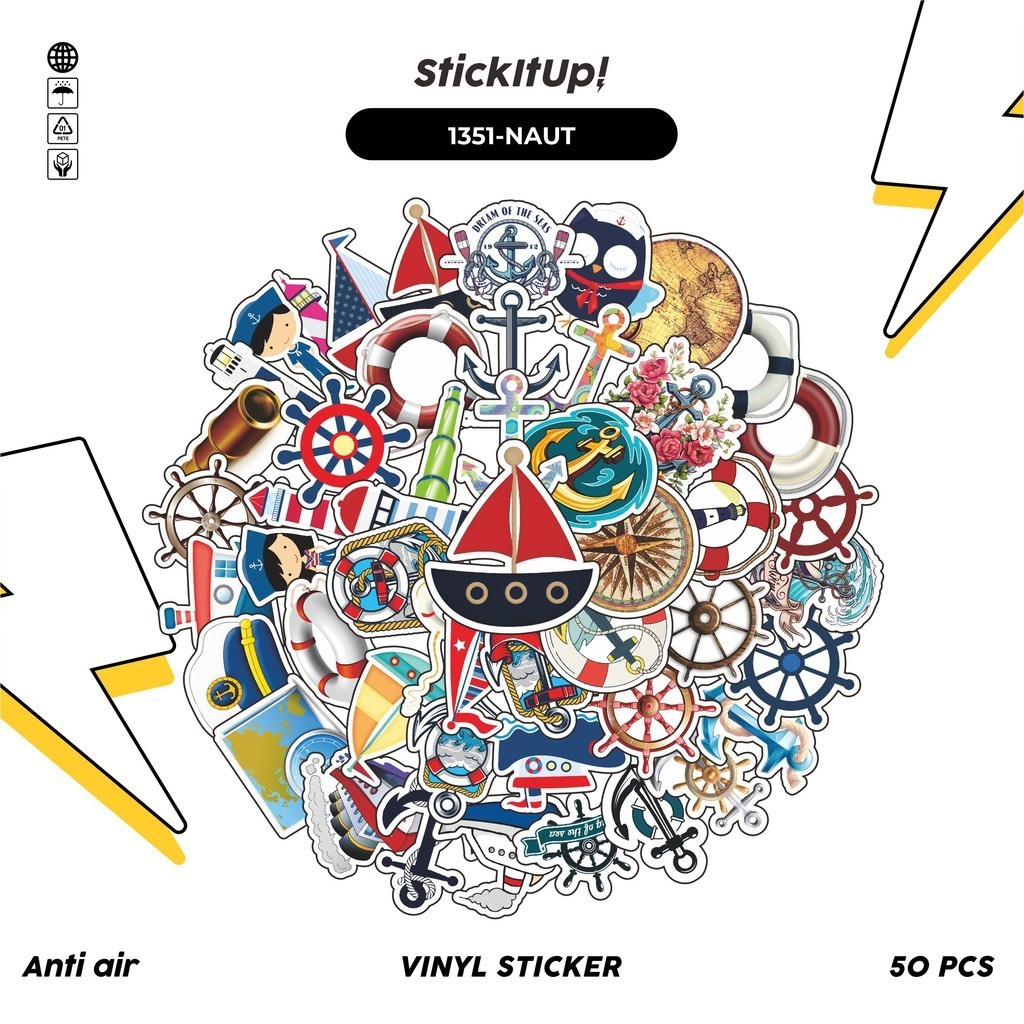 

COD✨ 100 Pcs Stiker Pack Nautical Art Ocean Expeditions Lucu Aesthetic Vynil Waterproof untuk Freebies Sticker Buku Journal Casing HP Laptop