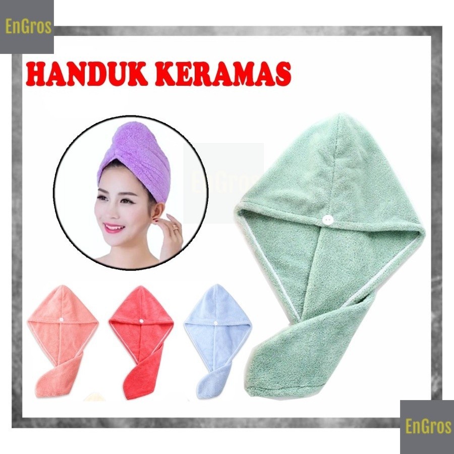 

Handuk Keramas Import Microfiber Handuk Pengering Rambut Model Kancing / Hair Towel Topi Head Towel Fast Dry Hair Handuk Kepala