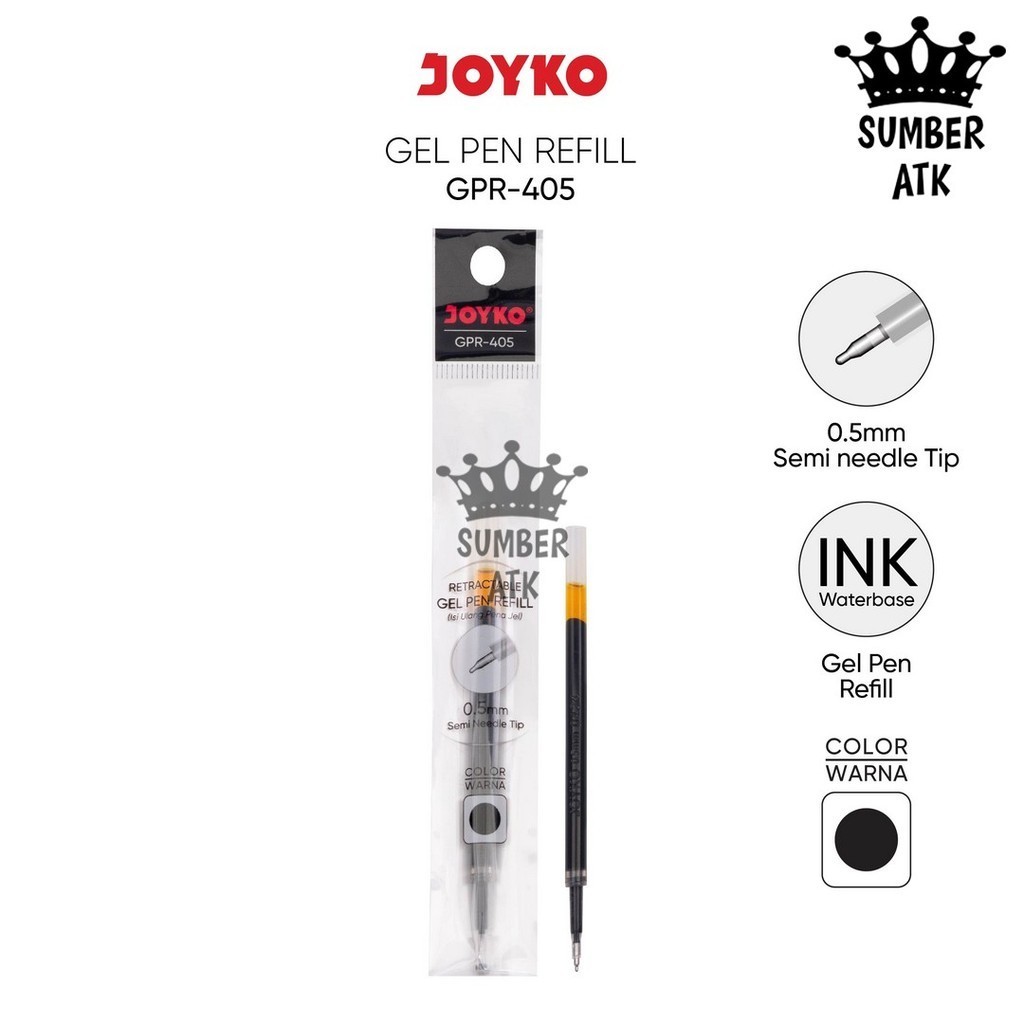 

Retractable Gel Pen Refill Isi Ulang Pena Jel Joyko GPR-405 0.5 mm Black Blue