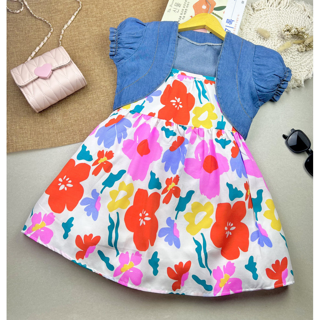 Kalila Leona Dress Anak Perempuan  Set Kids | Pakaian Premium Motif Rok Umur 1-4 Thn