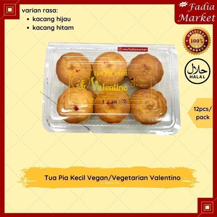 

Tua Pia Kecil Vegetarian Valentino Kacang Hijau/Hitam [12pcs/pack] - Kacang Hitam