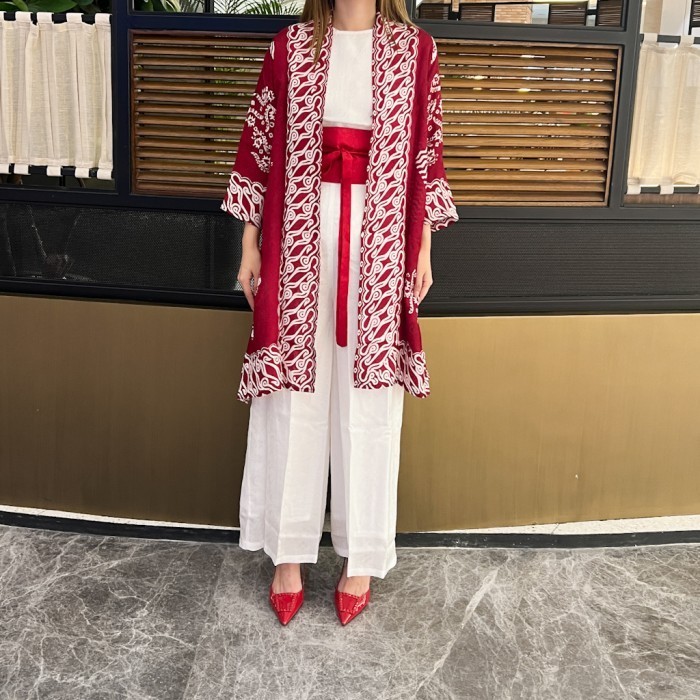 Lausboutique-Outer Button-Seri Kemerdekaan-Outer Batik Merah Putih