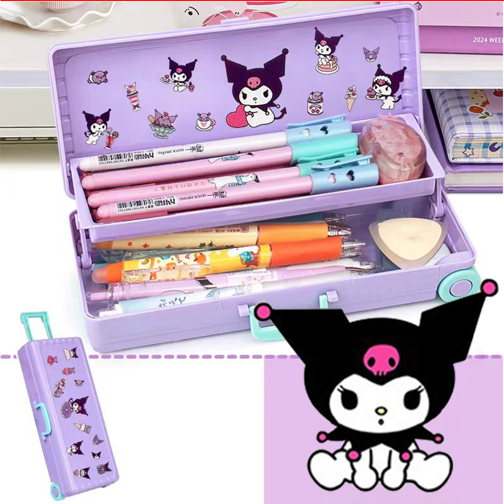 

Sanrio Seri Anime Kartun Pensil Kasus Troli Kotak Alat Tulis Lucu Kuromi Anjing Pensil
