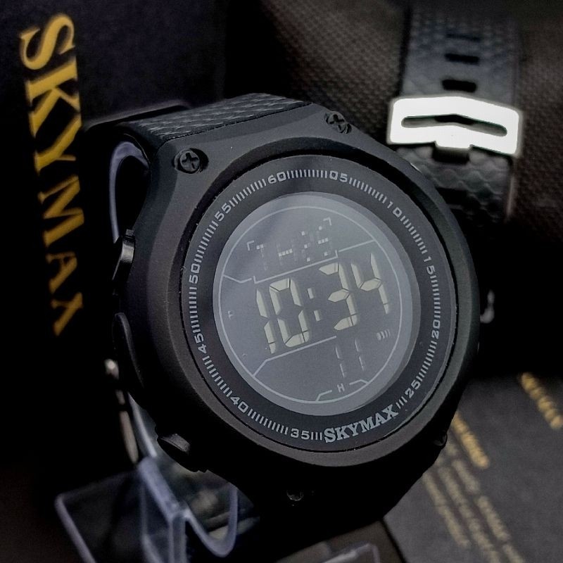 Jam Tangan Digital Pria Skymax Original Water Restistant Gratis Tas Keren (Kado Hadiah Jam Cowok)
