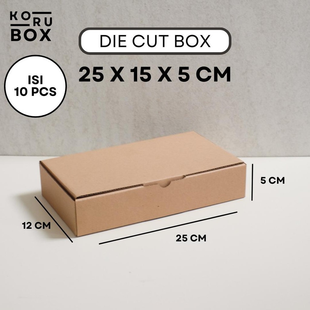 

[ISI 10] Box Kardus Karton Die Cut Mailer 25x15x5 cm Tanpa Sablon - Bahan B Flute Cokelat