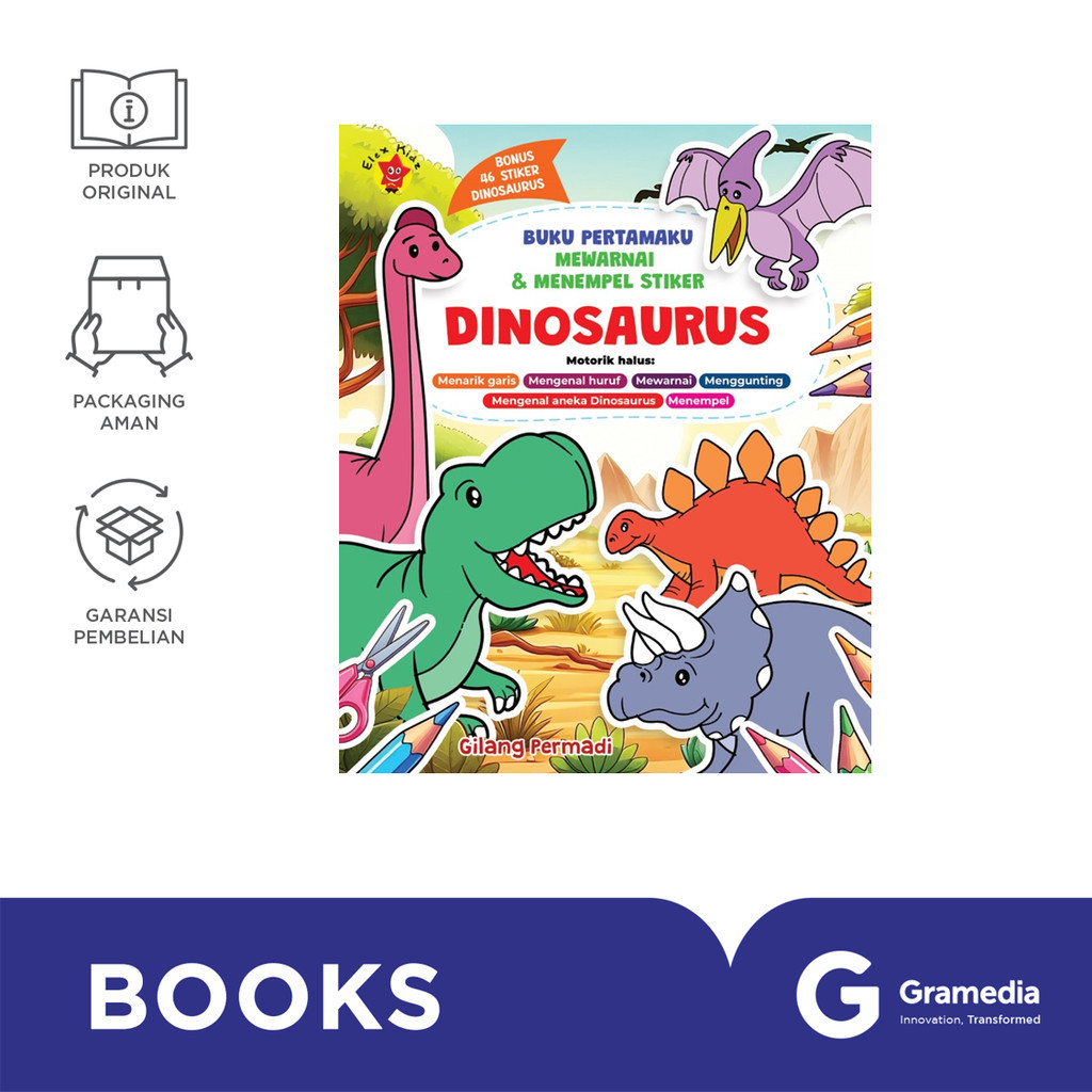 Buku Pertamaku Mewarnai & Menempel Stiker Dinosaurus